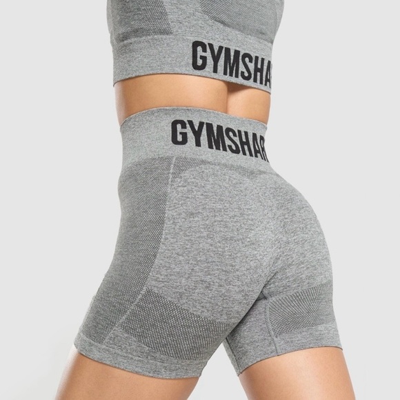 Gymshark Pants - Gymshark Cycling Flex Bike Shorts in Heather Grey and Black Logo size Small